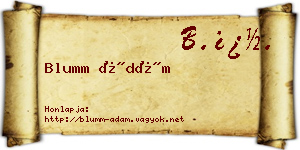 Blumm Ádám névjegykártya